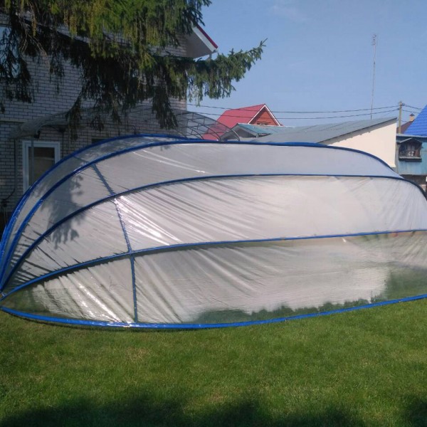 Тент для бассейна овальный Тентнавес 360х560 L200 (9 дуг 5 усиленных) из ПВХ 200 мкм купить с доставкой по РБ